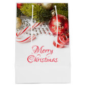 Zilveren Groene en Rode Kerstmisdecoratie Medium Cadeauzakje (Achterkant)