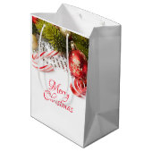 Zilveren Groene en Rode Kerstmisdecoratie Medium Cadeauzakje (Achterkant Gekanteld)