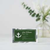 Zilveren Groene Kerk Pastor Priester Visitekaartje (Staand voorkant)