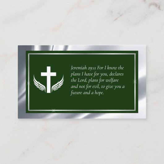 Zilveren Groene Kerk Pastor Priester Visitekaartje (Achterkant)