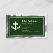Zilveren Groene Kerk Pastor Priester Visitekaartje (Voorkant)