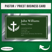 Zilveren Groene Kerk Pastor Priester Visitekaartje