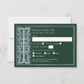 Zilveren Groene Middeleeuwse Zwaard Huwelijks RSVP Kaartje (Voorkant)