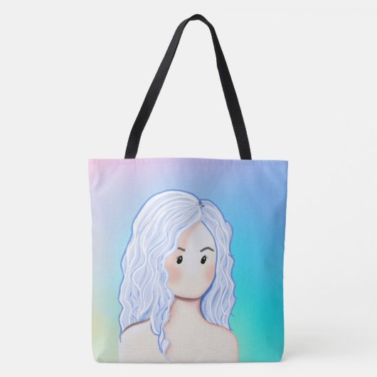 Zilveren Haar Schoonheid Tote Bag (Voorkant)
