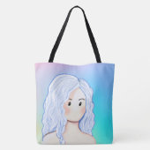 Zilveren Haar Schoonheid Tote Bag (Achterkant)