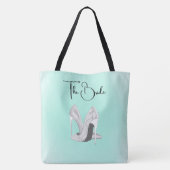 Zilveren Hakken op Mint Tote Bag (Achterkant)