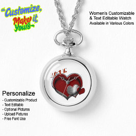 Zilveren halsketting horloge met hart voor vrouwen