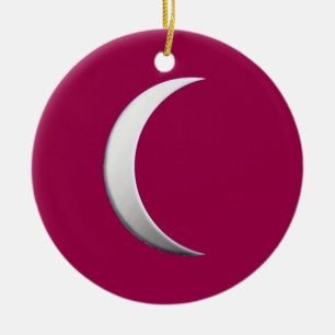 Zilveren halve maan - Bourgogne achtergrond Keramisch Ornament
