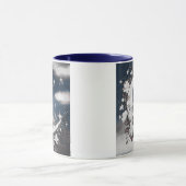 Zilveren halve maan met witte bloesems mok (Midden)