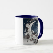 Zilveren halve maan met witte bloesems mok (Voorkant rechts)