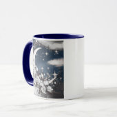Zilveren halve maan met witte bloesems mok (Voorkant links)