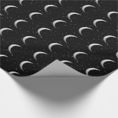 Zilveren halve maan - sterrenachtergrond cadeaupapier (Hoek)