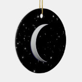 Zilveren halve maan - sterrenachtergrond keramisch ornament (Rechts)