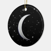 Zilveren halve maan - sterrenachtergrond keramisch ornament (Links)