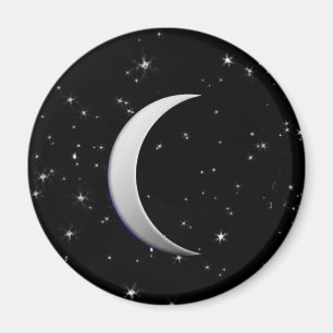 Zilveren halve maan - sterrenachtergrond magneet