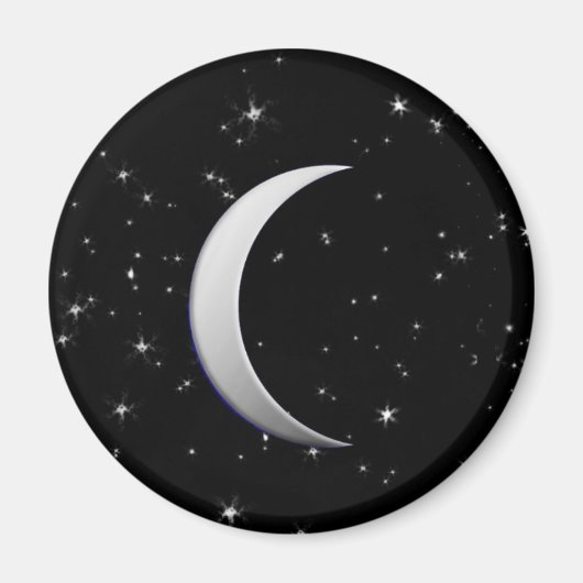 Zilveren halve maan - sterrenachtergrond magneet (Voorkant)