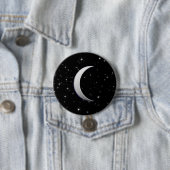 Zilveren halve maan - sterrenachtergrond ronde button 7,6 cm (In situ)