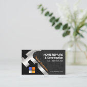 Zilveren Hamer Dak Handyman Visitekaartje (Staand voorkant)