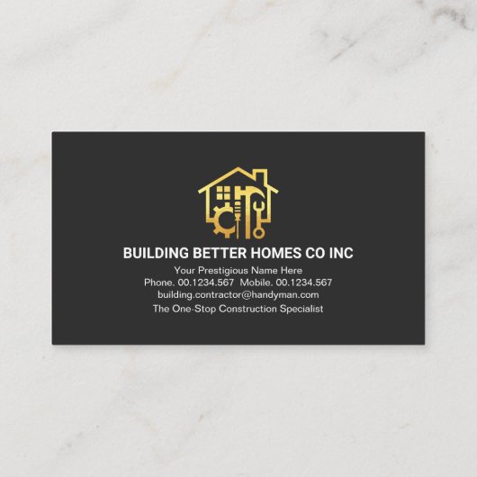 Zilveren Hamer Dak Handyman Visitekaartje (Achterkant)