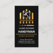 Zilveren hamer op gouden gebouw visitekaartje (Voorkant)