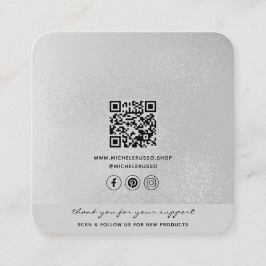 Zilveren Handgemaakte QR Code Sieraden Display Kaa Contactkaartje (Achterkant)