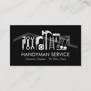 Zilveren Handyman-gereedschap op het dak Visitekaartje