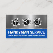 Zilveren Handyman Gereedschap Tandwiel Visitekaartje (Voorkant)
