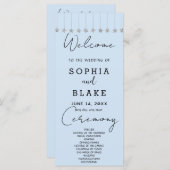 Zilveren hangende sterren lichtblauw bruiloft prog (Voorkant / Achterkant)