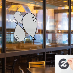 Zilveren Happy Balloons Drie Maten Window Cling Raamsticker