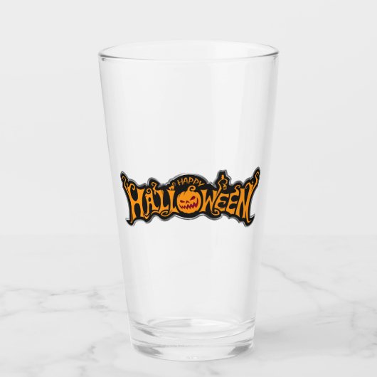 Zilveren Happy Halloween Pompoen met Robijnrode Og Glas (Voorkant)