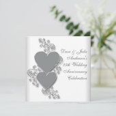 Zilveren Hart 25e huwelijksjubileumfeest Kaart (Staand voorkant)