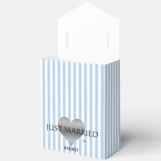 Zilveren hart blauw en wit douchefeest bedankdoosjes (Open)