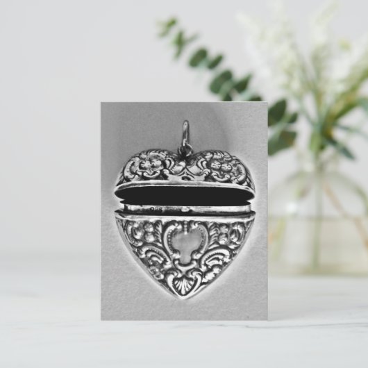  zilveren hart briefkaart (Staand voorkant)