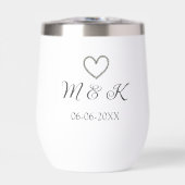 Zilveren hart bruiloft paar naam brief modern (Voorkant)