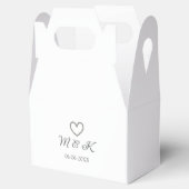 Zilveren hart bruiloft paar naam brief modern bedankdoosjes (Geopend)