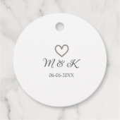 Zilveren hart bruiloft paar naam brief modern bedankjes labels (Achterkant)