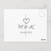 Zilveren hart bruiloft paar naam brief modern briefkaart (Achterkant)