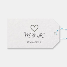 Zilveren hart bruiloft paar naam brief modern cadeaulabel