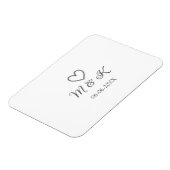 Zilveren hart bruiloft paar naam brief modern magneet (Linkerzijde)