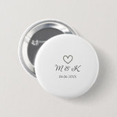 Zilveren hart bruiloft paar naam brief modern ronde button 5,7 cm (Voorkant /achterkant)