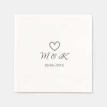 Zilveren hart bruiloft paar naam brief modern