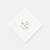 Zilveren hart bruiloft paar naam brief modern servet (Hoek)