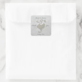 Zilveren Hart Bruiloft Vierkante Sticker (Tas)