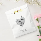 Zilveren hart dank u gepersonaliseerde gunsttas bedankzakje (Gezegeld)