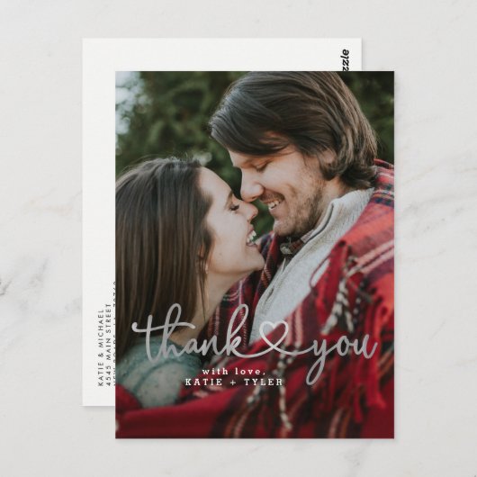 Zilveren Hart Dank u Kaarten (Voorkant / Achterkant)