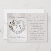 Zilveren hart en lelie 25e trouwdag jubileum kaart (Voorkant)