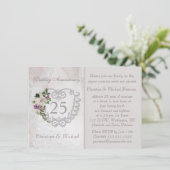 Zilveren hart en lelie 25e trouwdag kaart (Staand voorkant)