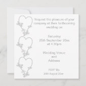 Zilveren hart en vlinders monogram bruiloft kaart (Achterkant)