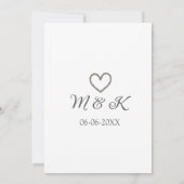 Zilveren hart huwelijks koppel naam letter modern  kaart (Achterkant)