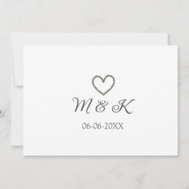 Zilveren hart huwelijks koppel naam letter modern  kaart